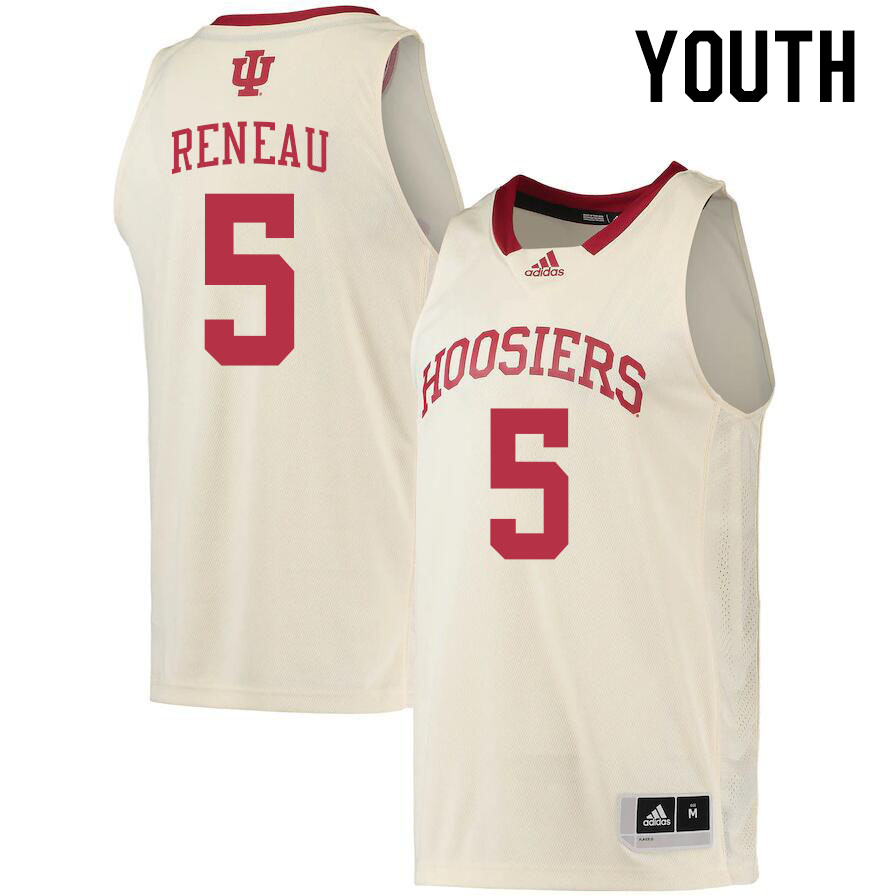 Youth #5 Malik Reneau Indiana Hoosiers College Basketball Jerseys Stitched Sale-Cream